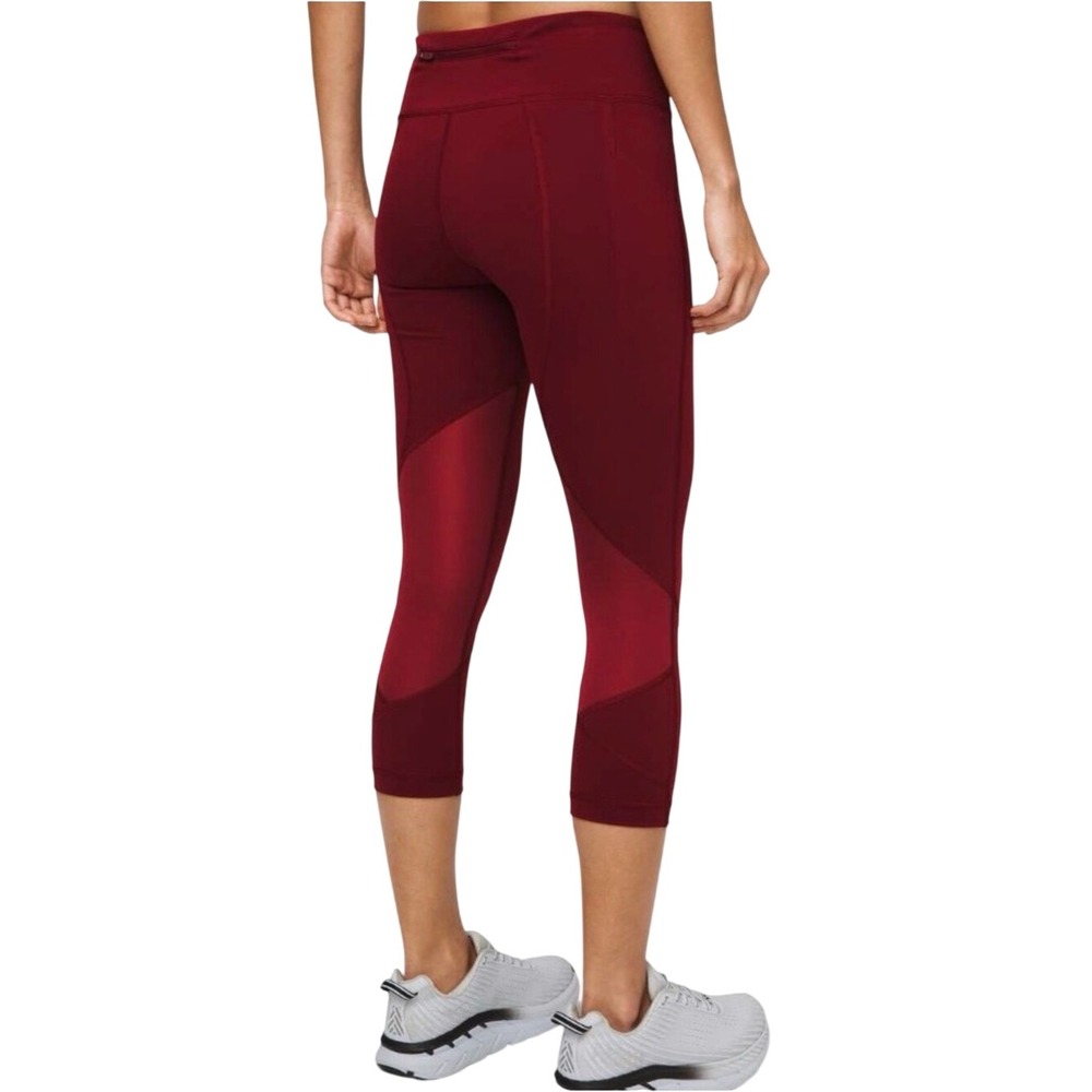 lululemon athletica Women's High-Rise Burgundy Capri Leggings pace rival Sz 6 M